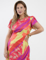 Vestido Midi Crepe Twill Estampado Laranja