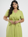 Vestido longo Viscose algodão Com Cinto Verde 
