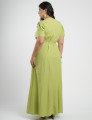 Vestido longo Viscose algodão Com Cinto Verde 