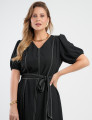 Vestido Curto Alfaiataria Com Pesponto Preto