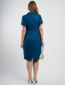 Vestido Midi Tubinho Bicolor Zíper No Decote Azul