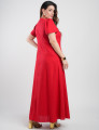 Vestido Longo Linho Misto Botões Frontais Vermelho