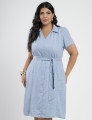 Vestido Midi Limen Com Cinto Azul
