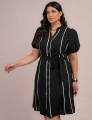Vestido Curto Alfaiataria Chemise Com Vivo Preto