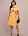 Vestido Curto Alfaiataria Chemise Com Vivo Amarelo