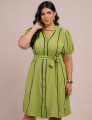 Vestido Curto Alfaiataria Chemise Com Vivo Verde 