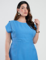 Vestido Midi Alfaiataria Com Pespontos Azul