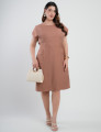 Vestido Midi Alfaiataria Com Pespontos Marrom