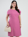 Vestido Midi Alfaiataria Com Pespontos Rosa