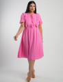 Vestido Midi Viscose Com Textura Rosa