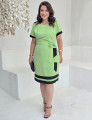 Vestido Curto Poliviscose Encorpado Tubinho Bicolor Verde