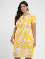 Vestido Midi Linho Estampado Amarelo