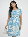Vestido Midi Linho Estampado Azul