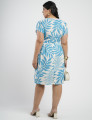 Vestido Midi Linho Estampado Azul