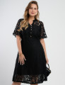 Vestido Midi Renda Com Botões Preto