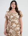 Vestido Midi Crepe Tubinho Estampado Musgo