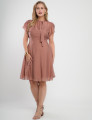 Vestido Midi Liocel Com Gola Amarração Marrom