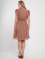 Vestido Midi Liocel Com Gola Amarração Marrom