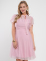 Vestido Midi Liocel Com Gola Amarração Rosa