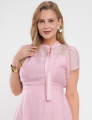 Vestido Midi Liocel Com Gola Amarração Rosa