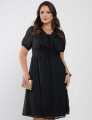Vestido Midi Chiffon Com Textura Preto