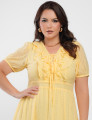 Vestido Midi Chiffon Com Textura Amarelo