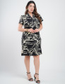Vestido Midi Tubinho Alfaiataria Estampado Preto