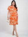 Vestido Midi Tubinho Alfaiataria Estampado  Laranja