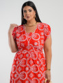 Vestido Midi Lasie Algodão Barrado Vermelho