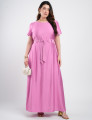 Vestido Longo Viscose Encorpado Com Pesponto Rosa