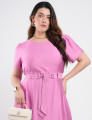 Vestido Longo Viscose Encorpado Com Pesponto Rosa