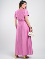 Vestido Longo Viscose Encorpado Com Pesponto Rosa