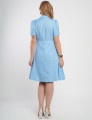 Vestido Midi Crepe Twill Com Poá Azul