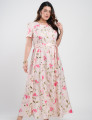 Vestido Longo Twill Estampa Floral Rosè 