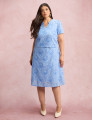 Vestido Midi Lasie Algodão Com Botão Azul