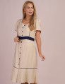 Vestido Midi Bicolor Bege
