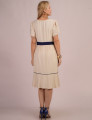 Vestido Midi Bicolor Bege