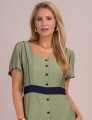 Vestido Midi Bicolor Verde