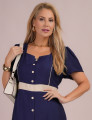 Vestido Midi Bicolor Marinho