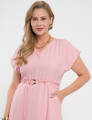 Vestido Longo Jaquard Com Fivela Rosa