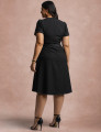 Vestido Curto Frente Pesponto Preto
