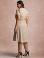 Vestido Curto Frente Pesponto Bege