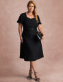 Vestido Midi  Cintura Com Fivela Preto