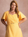Vestido Midi Cintura Com Fivela Amarelo