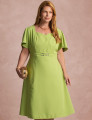 Vestido Midi  Cintura Com Fivela Verde