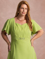 Vestido Midi  Cintura Com Fivela Verde