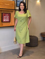 Vestido Midi  Cintura Com Fivela Verde