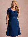 Vestido Midi Cintura Com Fivela Marinho