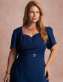 Vestido Midi Cintura Com Fivela Marinho