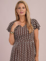 Vestido Midi Com Bordado Marrom